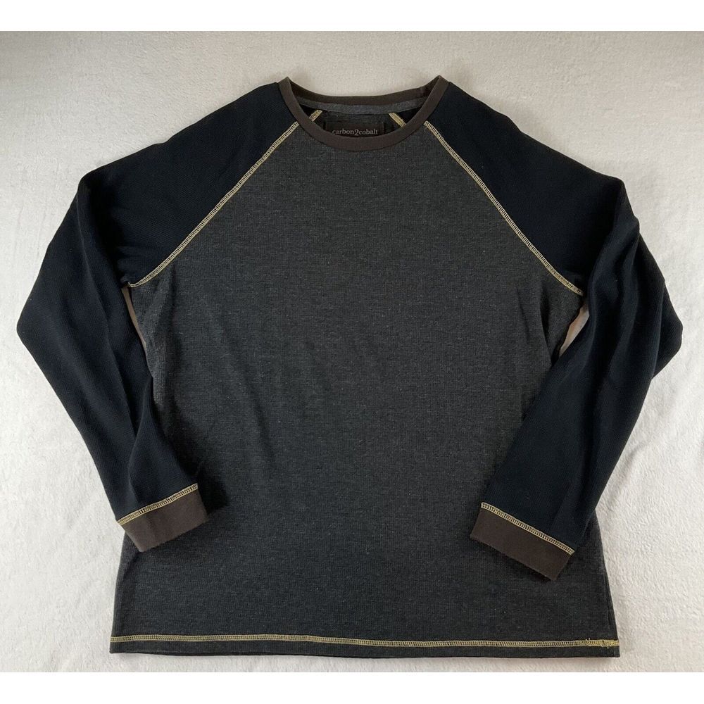 Men's Long-Sleeve Raglan Shirt in Charcoal and Black